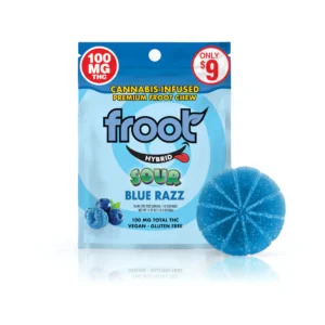 Froot Sour Blue Razz Gummy – 100mg Single Cut-to-dose